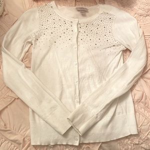 Ann Taylor Loft white sweater, with crystals. NWOT.